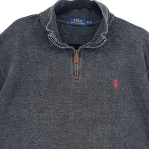 Polo Ralph Lauren Men's XL 1/4 Zip Sweatshirt Gray Cotton Core Streetwear EUC